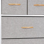 Gray and Black Steel and Fabric Six Drawer Chest - 23-inch