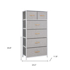 Gray and Black Steel and Fabric Six Drawer Chest - 23-inch