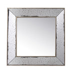 Brown Square Metal Framed Antiqued Glass Accent Mirror - 18-inch