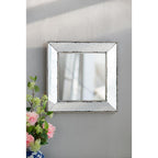 Brown Square Metal Framed Antiqued Glass Accent Mirror - 18-inch