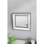 Brown Square Metal Framed Antiqued Glass Accent Mirror - 18-inch