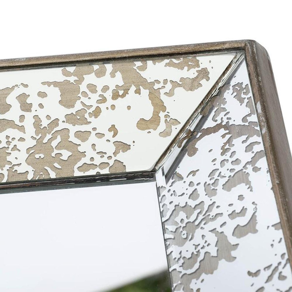 Silver Metal Framed Antiqued Glass Accent Mirror - 12-inch