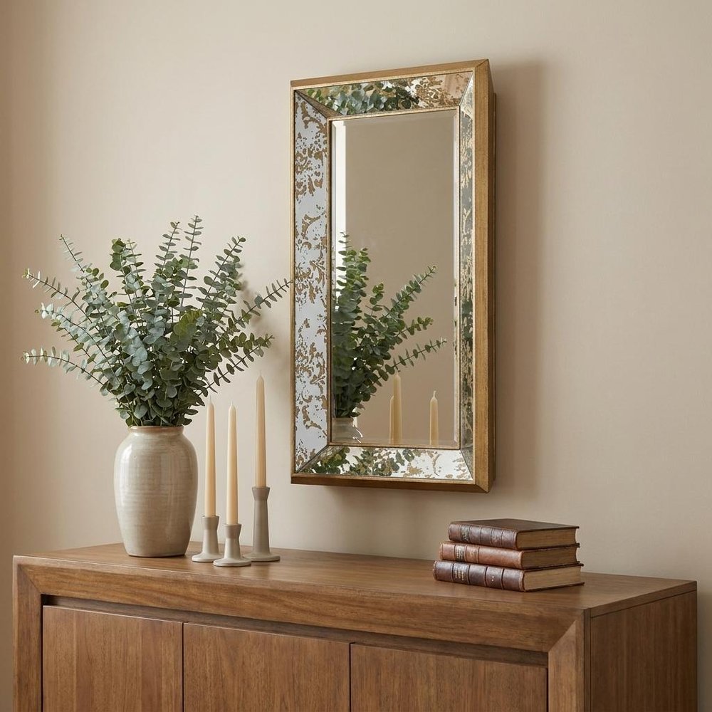Silver Glass Framed Accent Mirror - 20-inch