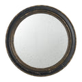 Dark Brown Distressed Wood Round Framed Accent Mirror - 24-inch