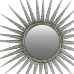 Silver Metal Sunburst Framed Accent Mirror - 30-inch