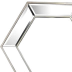 Silver Hexagon Glass Framed Accent Mirror - 18-inch
