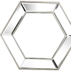 Silver Hexagon Glass Framed Accent Mirror - 18-inch