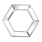 Silver Hexagon Glass Framed Accent Mirror - 18-inch