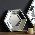 Silver Wood Hexagon Framed Accent Mirror - 12-inch