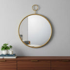 Gold Round Iron Framed Accent Mirror - 32-inch