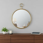 Gold Round Iron Framed Accent Mirror - 28-inch