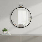 Black Round Iron Framed Accent Mirror - 28-inch