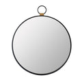 Black Round Iron Framed Accent Mirror - 28-inch