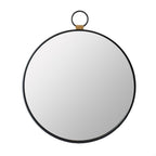 Black Round Iron Framed Accent Mirror - 28-inch