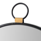 Black Round Iron Framed Accent Mirror - 28-inch