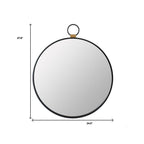 Black Round Iron Framed Accent Mirror - 28-inch