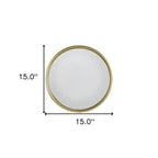 Gold Round Iron Textured Framed Accent Mirror - 15-inch