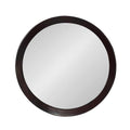 Dark Brown Round Wood Framed Accent Mirror - 20-inch