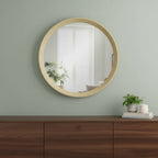 Cream Round Wood Framed Accent Mirror - 20-inch