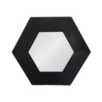 Black Hexagon Wood Framed Accent Mirror - 19-inch