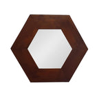 Dark Brown Hexagon Solid Wood Framed Accent Mirror - 19-inch