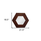 Dark Brown Hexagon Solid Wood Framed Accent Mirror - 19-inch
