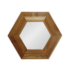 Natural Hexagon Solid Wood Framed Accent Mirror - 19-inch