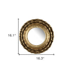 Gold Round Iron Framed Accent Mirror - 16-inch