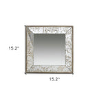 Brown Square Framed Antiqued Damask Accent Mirror - 15-inch