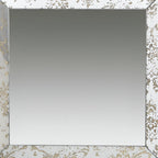 Brown Square Framed Antiqued Damask Accent Mirror - 15-inch