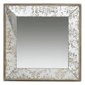 Brown Square Framed Antiqued Damask Accent Mirror - 15-inch