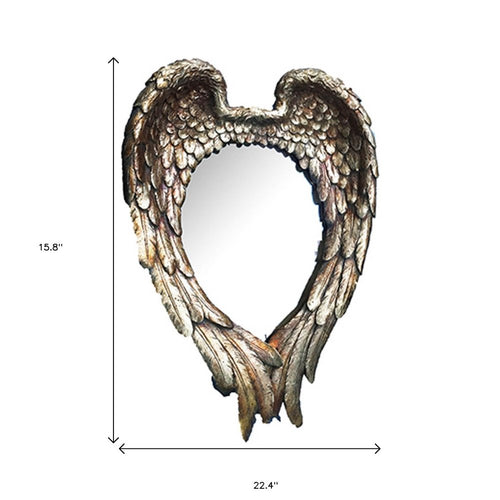 Antiqued Gold Heart Resin Framed Accent Mirror - 22-inch