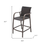 Set of Two 28 Brown Aluminum Outdoor Counter Height Bar Chairs