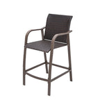 Set of Two 28 Brown Aluminum Outdoor Counter Height Bar Chairs