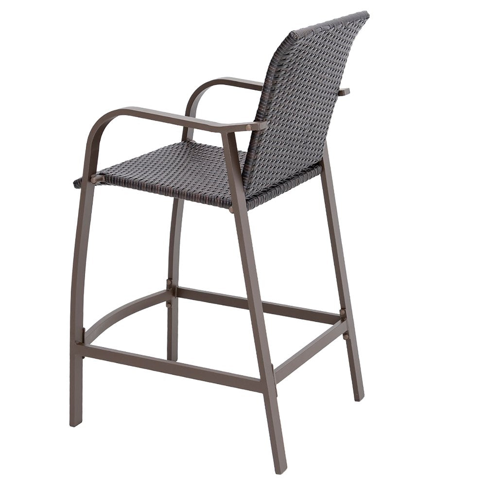Set of Two 28 Brown Aluminum Outdoor Counter Height Bar Chairs