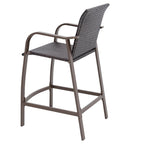 Set of Two 28 Brown Aluminum Outdoor Counter Height Bar Chairs