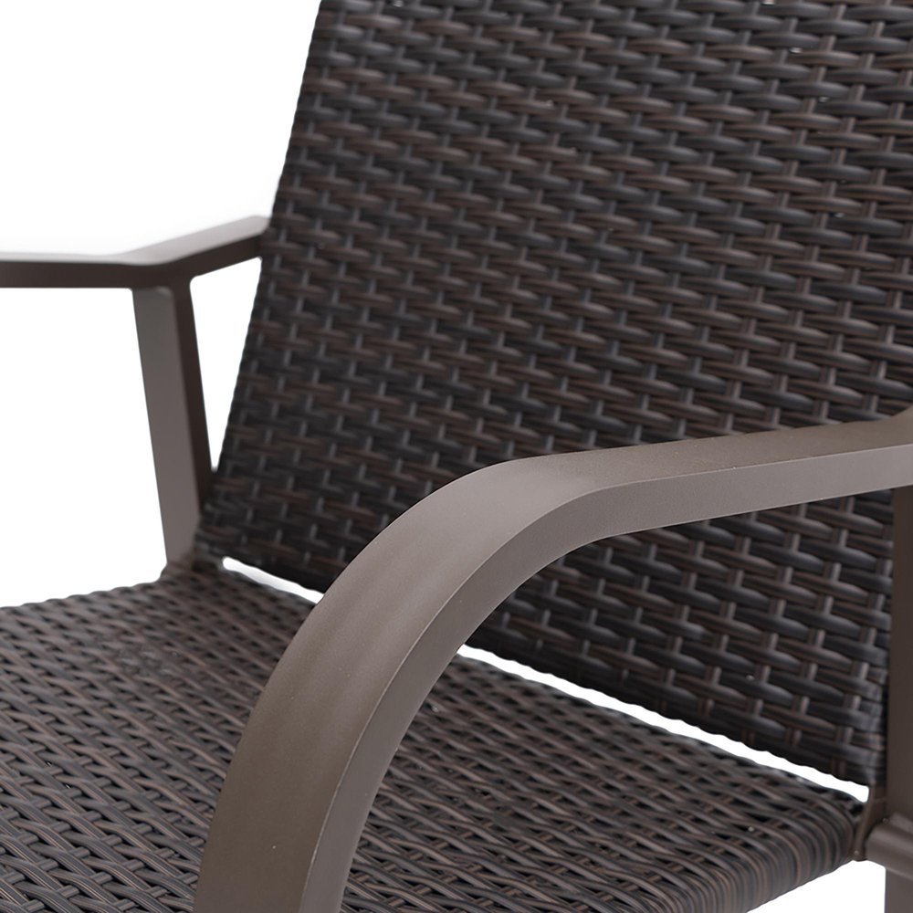 Set of Two 28 Brown Aluminum Outdoor Counter Height Bar Chairs
