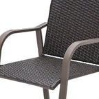 Set of Two 28 Brown Aluminum Outdoor Counter Height Bar Chairs