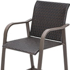 Set of Two 28 Brown Aluminum Outdoor Counter Height Bar Chairs