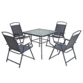 Five Piece Clear and Black Square Glass Dining Set with Four Chairs