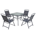 Five Piece Clear and Black Square Glass Dining Set with Four Chairs