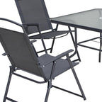Five Piece Clear and Black Square Glass Dining Set with Four Chairs