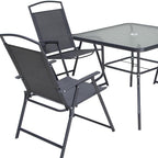 Five Piece Clear and Black Square Glass Dining Set with Four Chairs