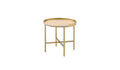 Gold and Oak Manufactured Wood and Metal Round End Table - 22-inch