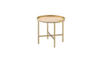 Gold and Oak Manufactured Wood and Metal Round End Table - 22-inch