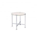 Chrome and White Oak Manufactured Wood and Metal Round End Table - 24-inch