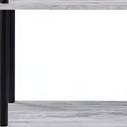 Antiqued White and Black Distressed Metal and Wood Four Tier Etagere Bookcase