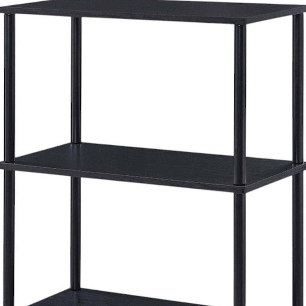 Black Metal and Wood Four Tier Etagere Bookcase - 44-inch