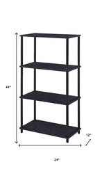 Black Metal and Wood Four Tier Etagere Bookcase - 44-inch