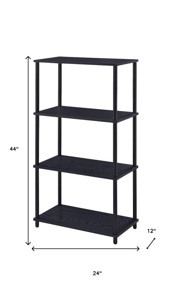 Black Metal and Wood Four Tier Etagere Bookcase - 44-inch